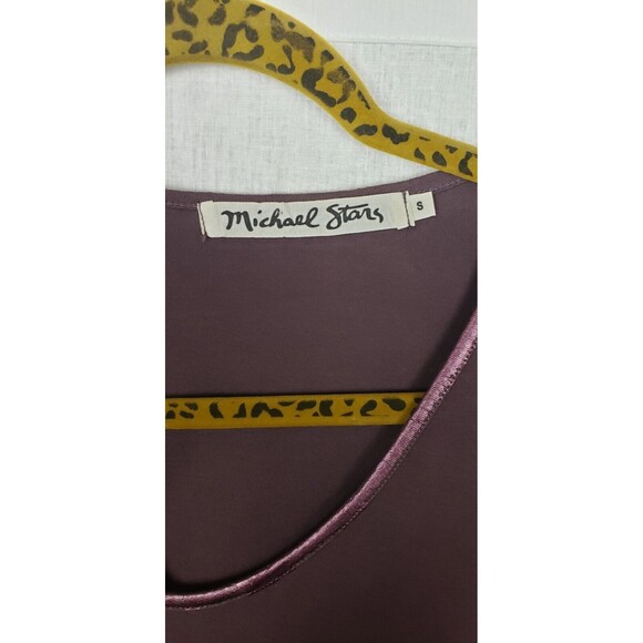 Michael Stars Dress Small Bodycon Brown Ruched Copper Metallic Trim USA Sexy - Picture 3 of 11